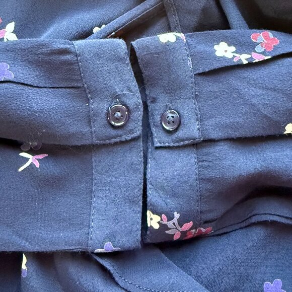 Rails Simone Wrap Blouse Floral Ruffle Medium Navy Kyoto Rayon Adjustable Wrap - Picture 4 of 9